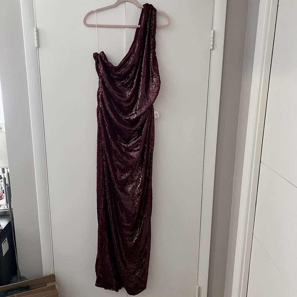 NWT Fashion Nova High Slit Red Sequin Dress Sexy‎ Dark Romantic Plus Sz 3X Maxi